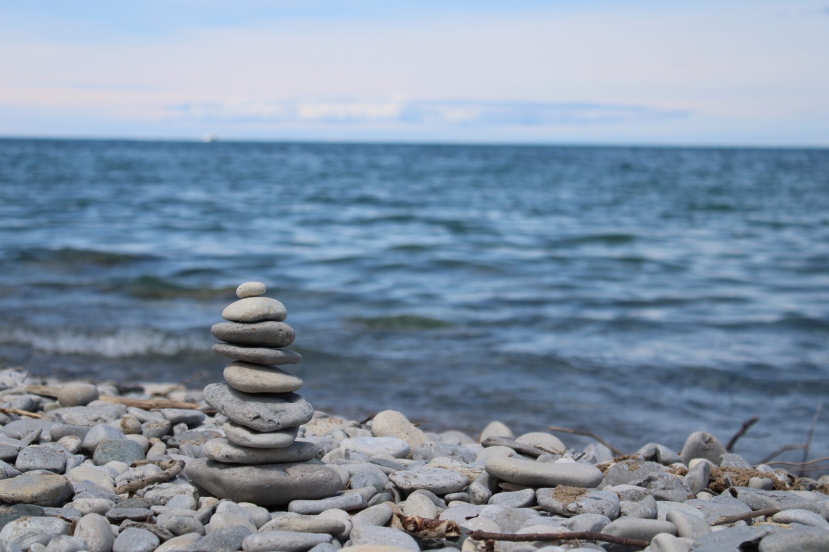 Stones with ocean background