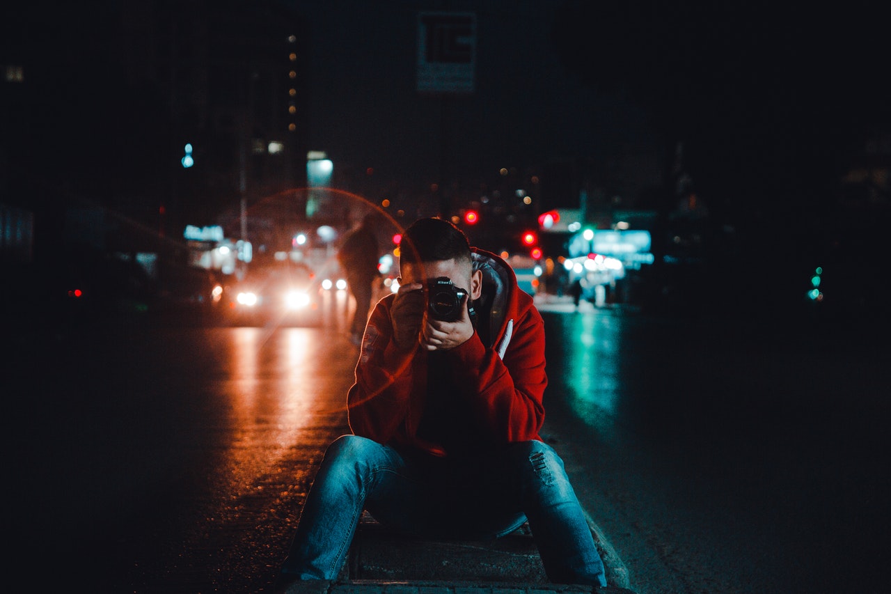 man taking a picture