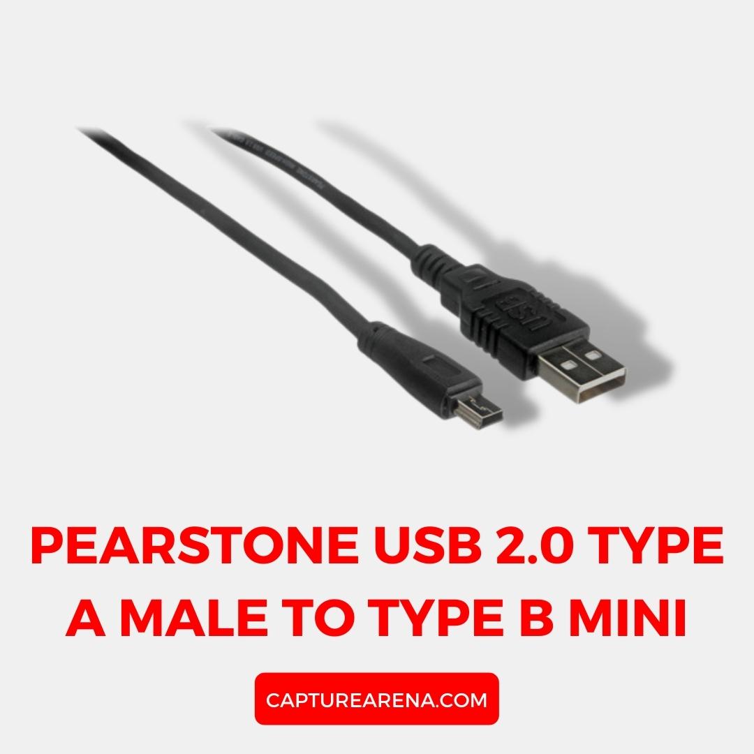 Pearstone USB 2.0 Type A Male to Type B Mini Male Cable (Black) - (6')