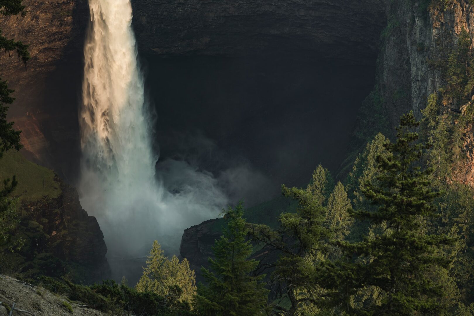 Waterfall Besides Tree