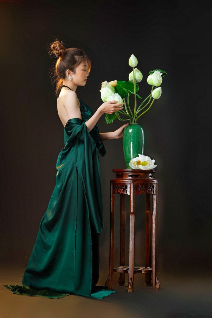 Asian Woman Vietnam Lotus Flower