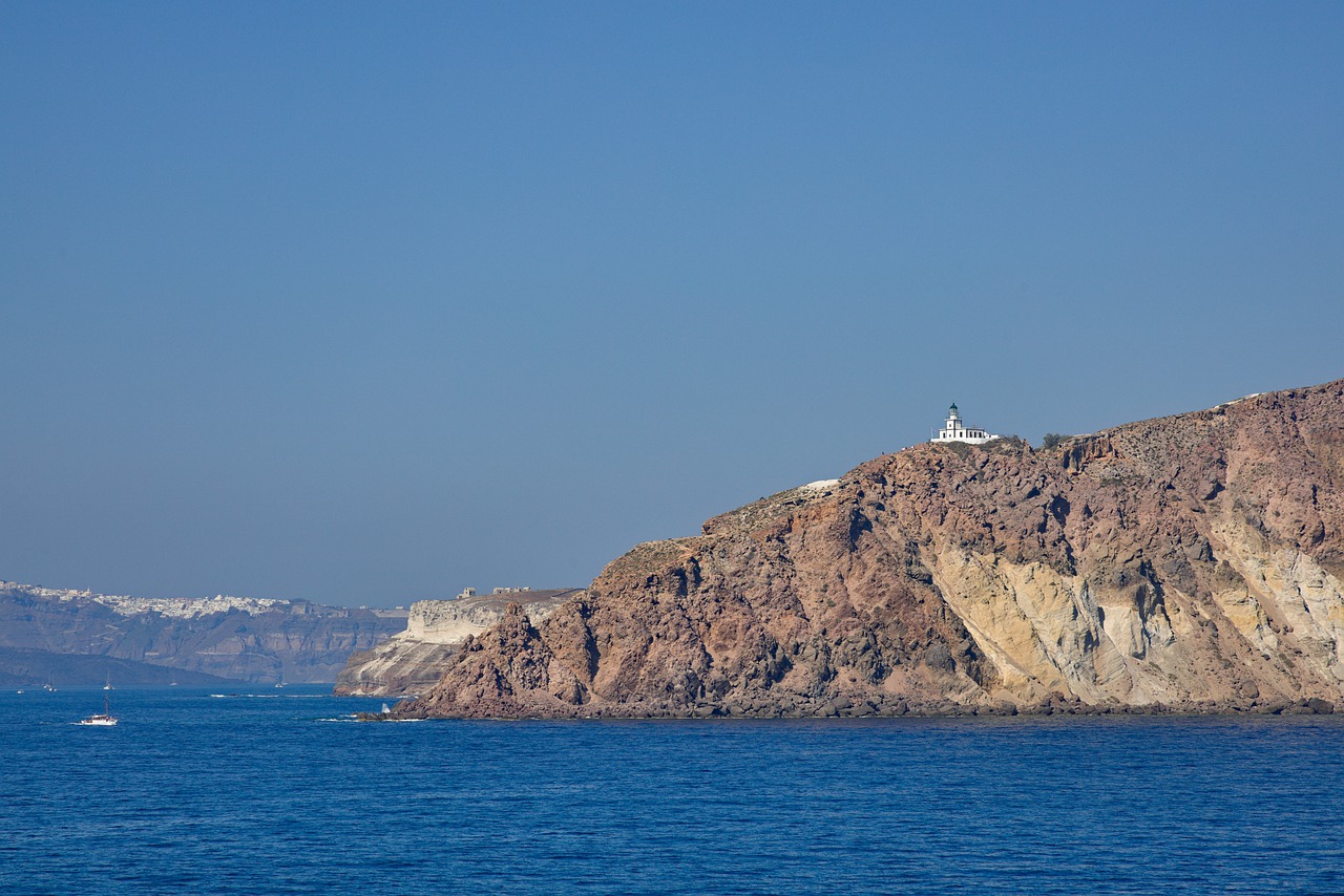 Coast Cliff Sea Santorini Greece